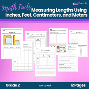 Measuring Lengths Using Inches, Feet, Centimeters, and Meters Worksheet